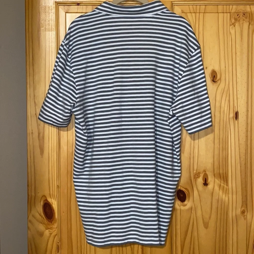 Oakley Gray & white striped collared polo shortsleeve men’s regular fit shirt XL - Picture 3 of 9